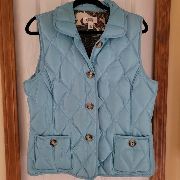 TALBOT'S ~ Women's TURQUOISE Puffer Down Vest Size L ~ PRISTINE - Picture 1 of 3